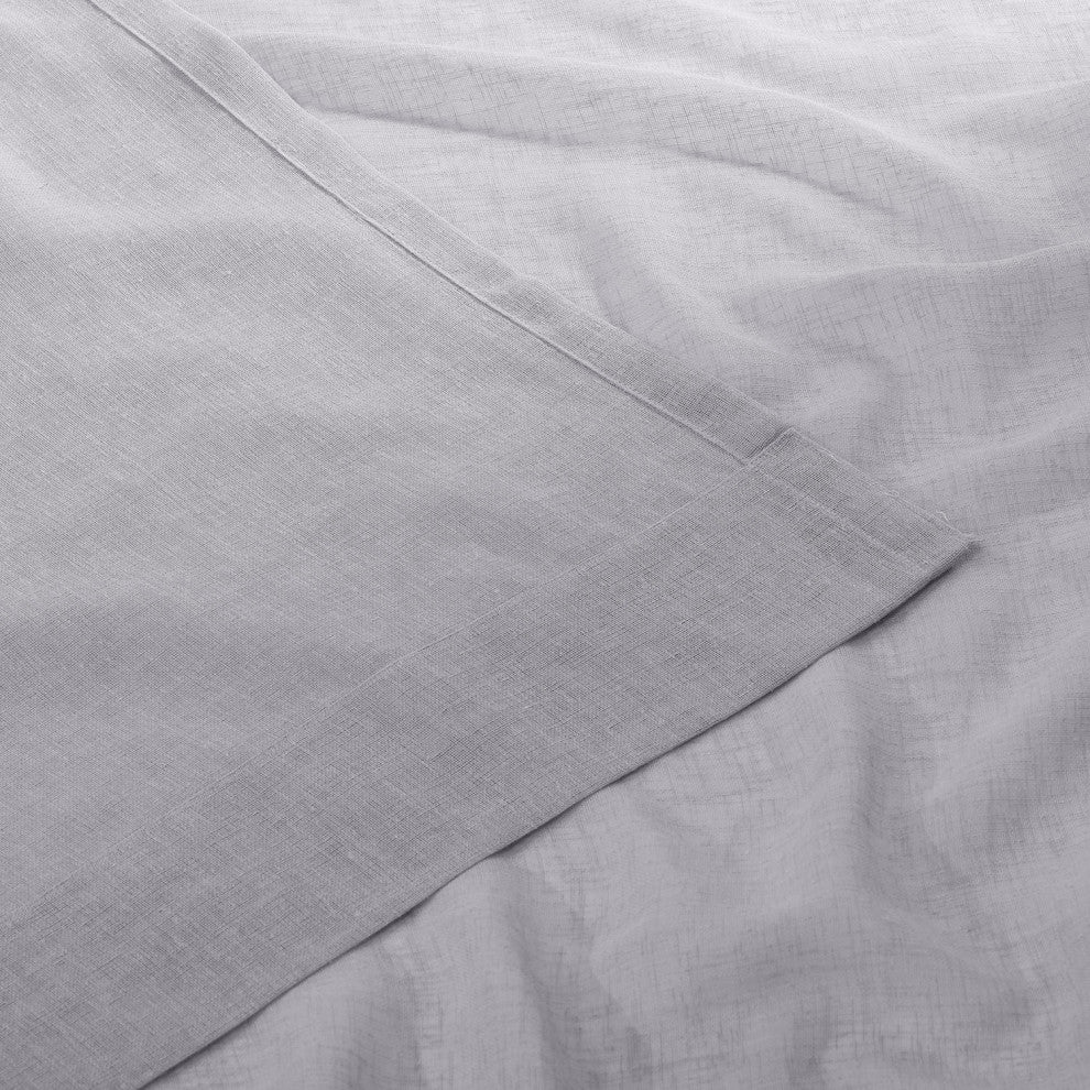 Solid FauxLinen Sheer Curtain, Single Panel, Steel Mountain, 50"x96"