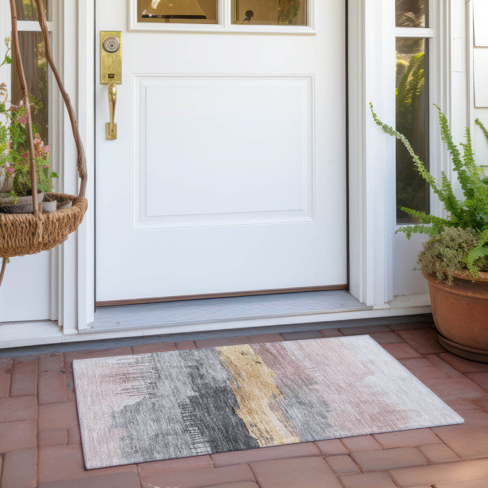 Machine Washable Indoor/Outdoor Chantille ACN1880 Blush 1'8" x 2'6" Rug