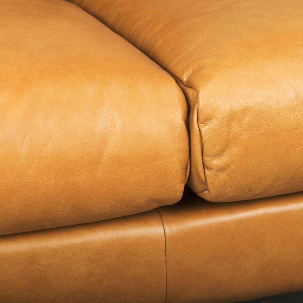 Lake Como 85.8Lx36.6Wx32.3H Tan Leather Three Seater Sofa
