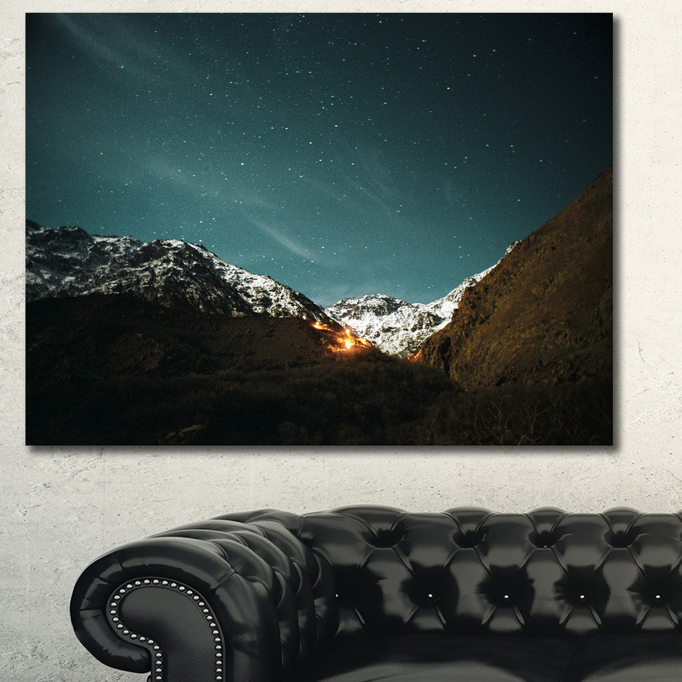 Fire in Rugged Mountains, Landscape Canvas Art Print, 40"x30"
