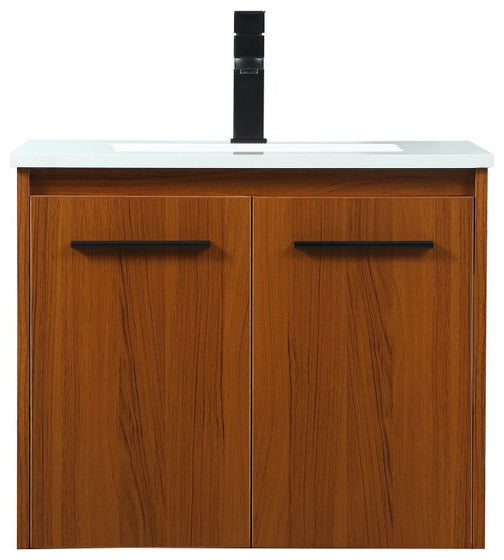Phoebe Single Bathroom Vanity, Teak, 24", Without Backsplash