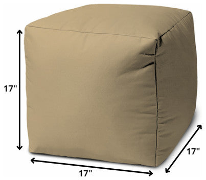 17  Cool Khaki Tan Solid Color Indoor Outdoor Pouf Ottoman
