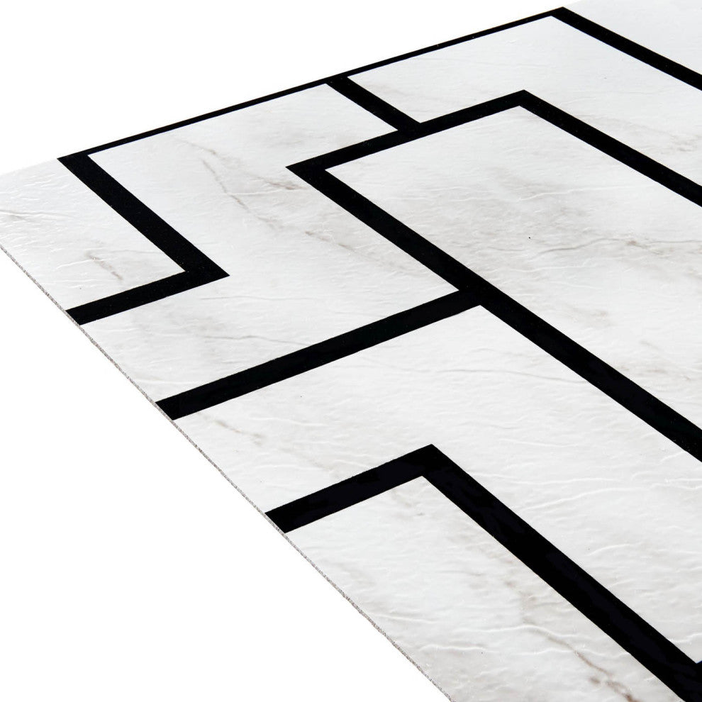 PowerSellerUSA Self-Stick Vinyl Modern Geometric 20-Pcs 1.5mm Thick Tiles 12"