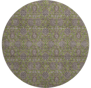 Premium Machine Washable Mayfield AMF702 Olive 8' x 8' Round Rug