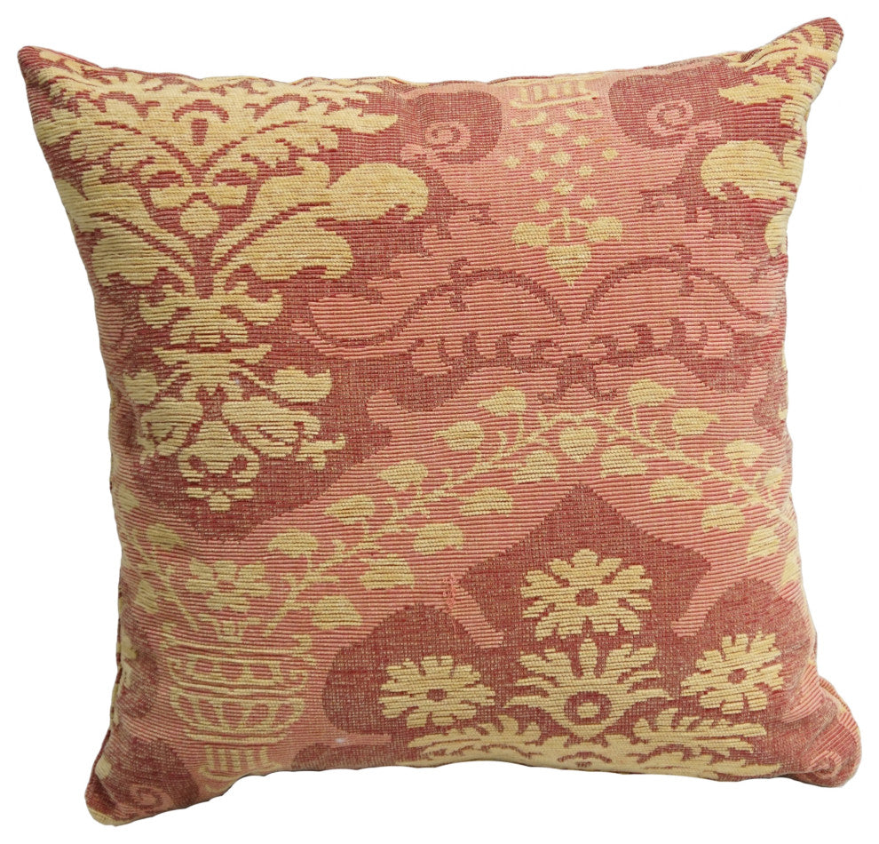 17" Tapestry Throw Pillow With Insert, Queen Maria