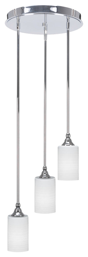 Empire 3-Light Cluster Pendalier, Chrome/White Matrix