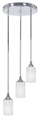 Empire 3-Light Cluster Pendalier, Chrome/White Matrix