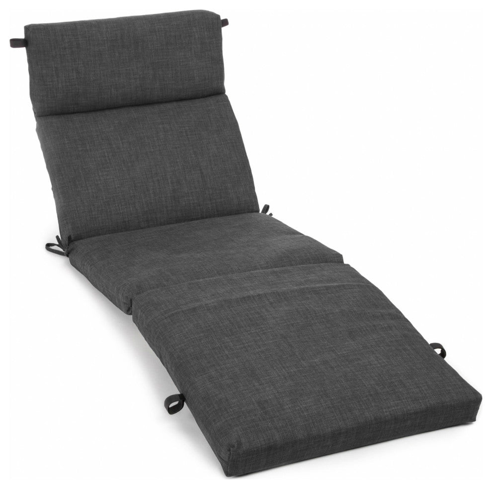 72"X24" Solid Polyester Outdoor Chaise Lounge Cushion, Cool Gray