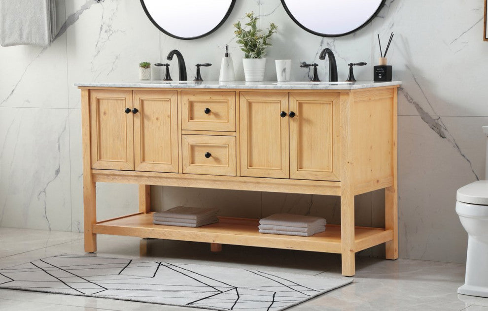 Home Living 22" Transitional Natural Wood-Light Bathroom Vanity