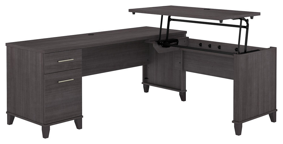Bush Furniture Somerset 72" Sit to Stand L Shaped Desk, Storm Gray