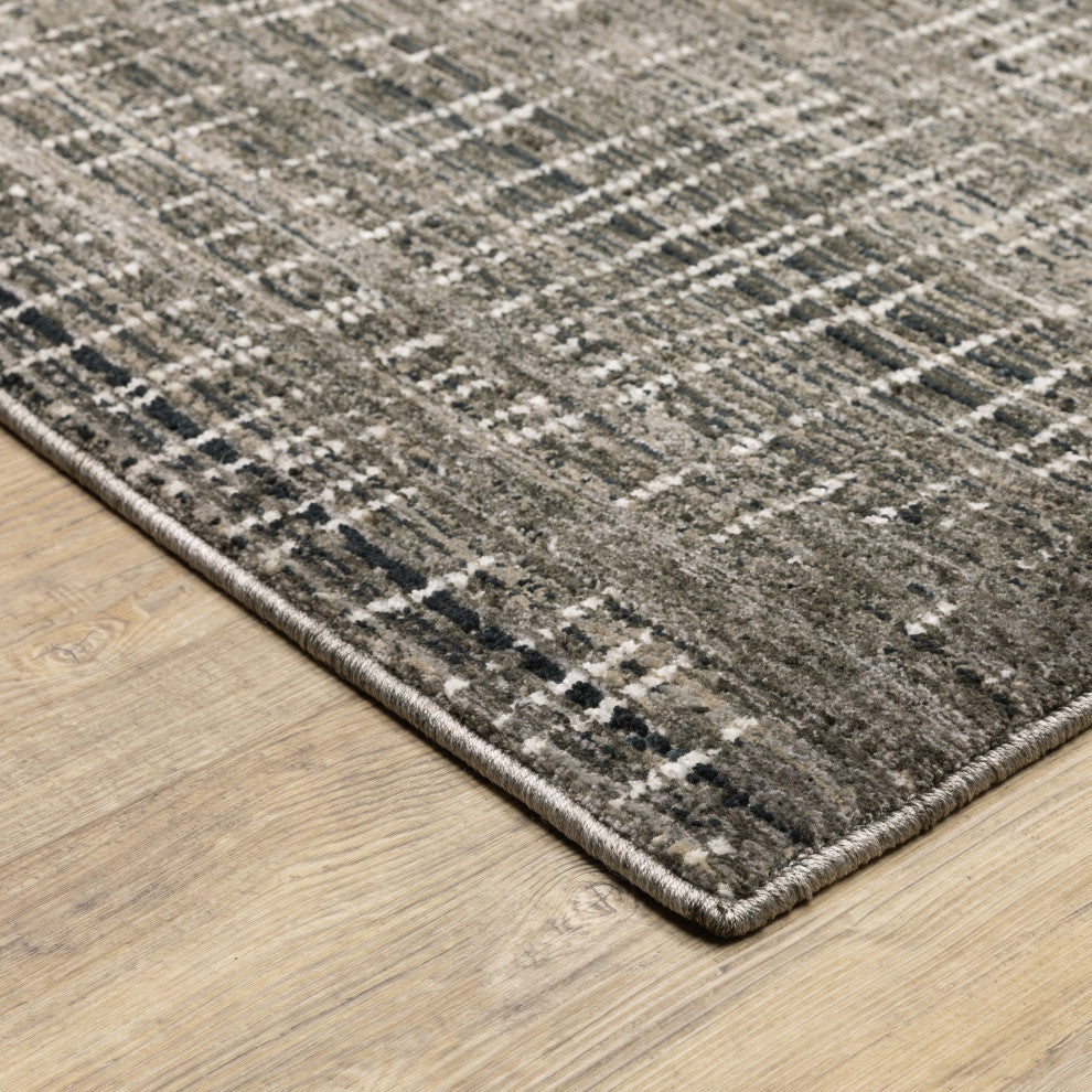 Noble Geometric Charcoal/ Grey Indoor Area Rug, Charcoal, 2'3"x7'6"