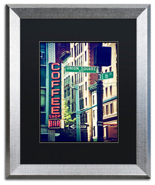 Philippe Hugonnard 'NYC Coffee Bar', Silver Frame, Black Mat, 14x11