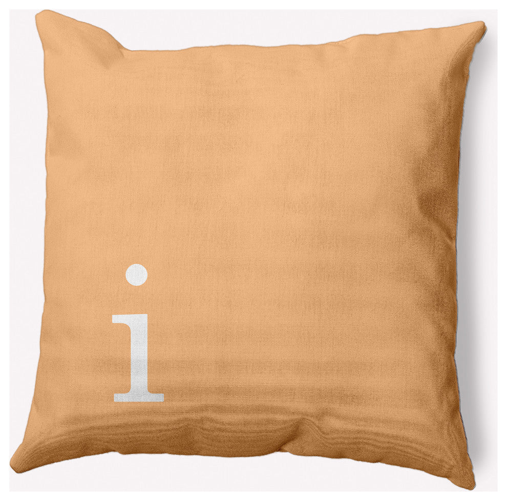 20" x 20" Modern Monogram Indoor/Outdoor Polyester Throw Pillow, Pale Gold