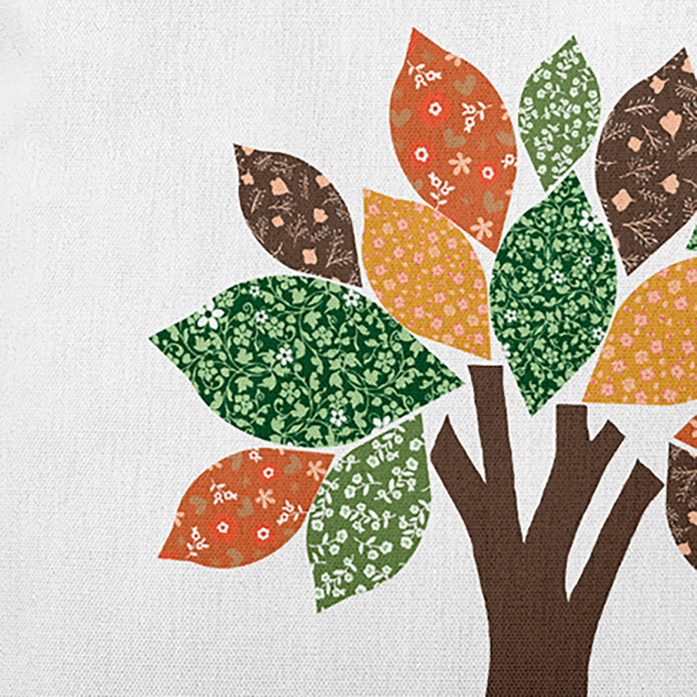 Printed Quilt Tree Accent Pillow, Forest Green, 26"x26"