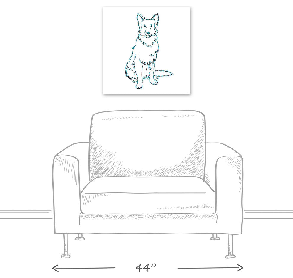 Designs Direct Shaggy Dog Blue 20x20 Canvas Wall Art