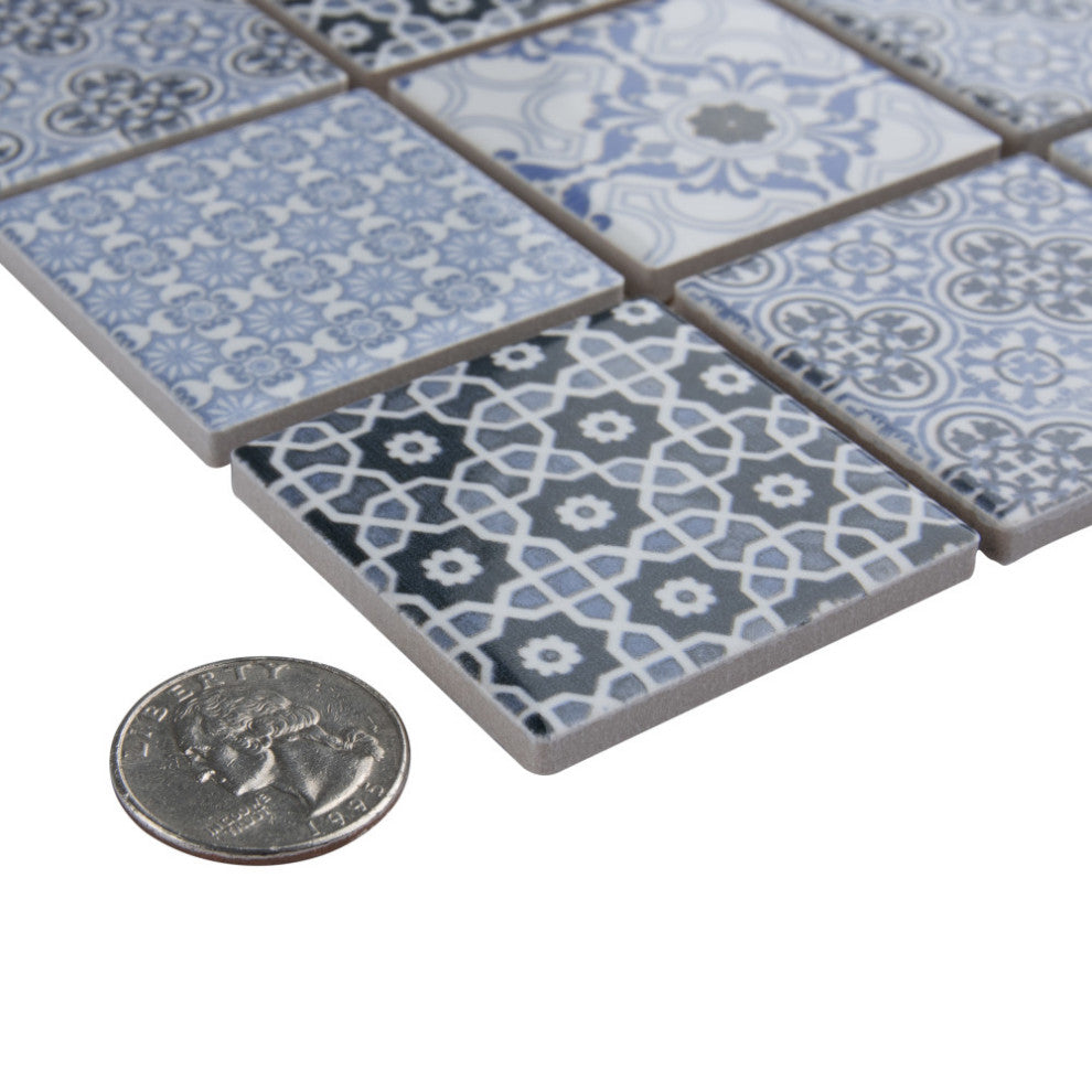 Classico 2" Square Blue Porcelain Floor and Wall Tile