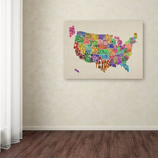 'USA States Text Map' Canvas Art by Michael Tompsett
