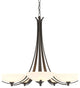 Aegis 5 Arm Chandelier, Dark Smoke Finish, Opal Glass