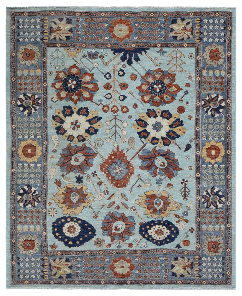 Gray, Peshawar With Antiqued Sultanabad Design, Hand Knotted, Rug, 8'2"x10'