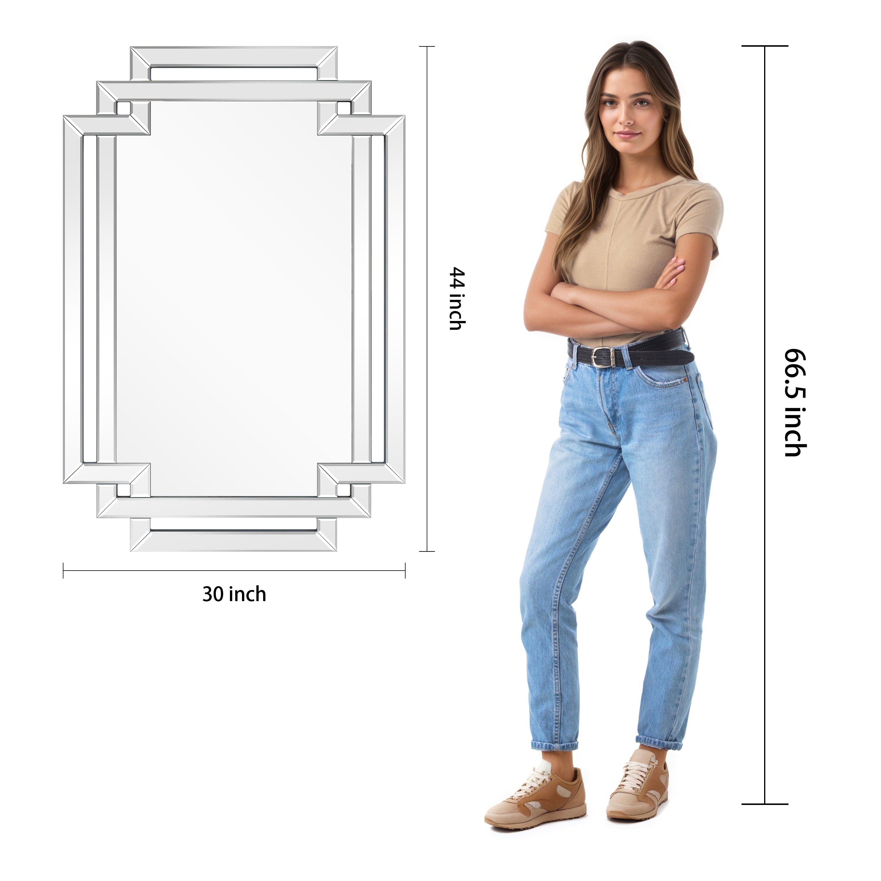 Crosspath Beveled Framed Wall Mirror