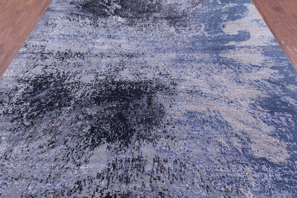 8' 0" X 10' 3" Wool and Silk Modern Hand Knotted Rug Q8650
