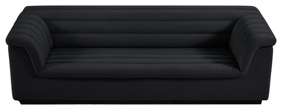 Cascade Upholstered Set, Black, Velvet, Sofa