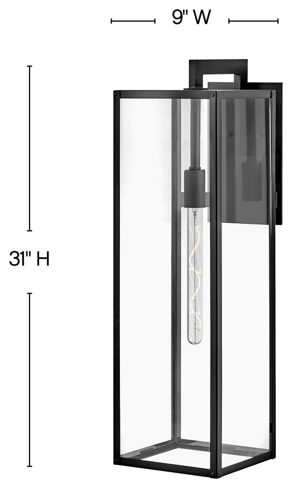 Hinkley Max Large Wall Mount Lantern, Black