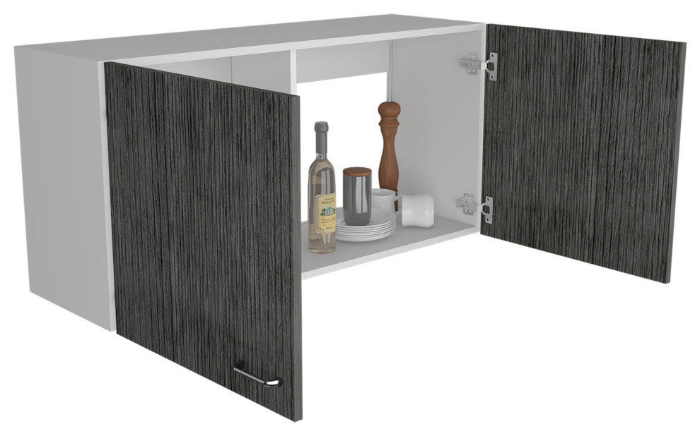 DEPOT E-SHOP Salento Double Door Wall Cabinet, White/Smokey Oak