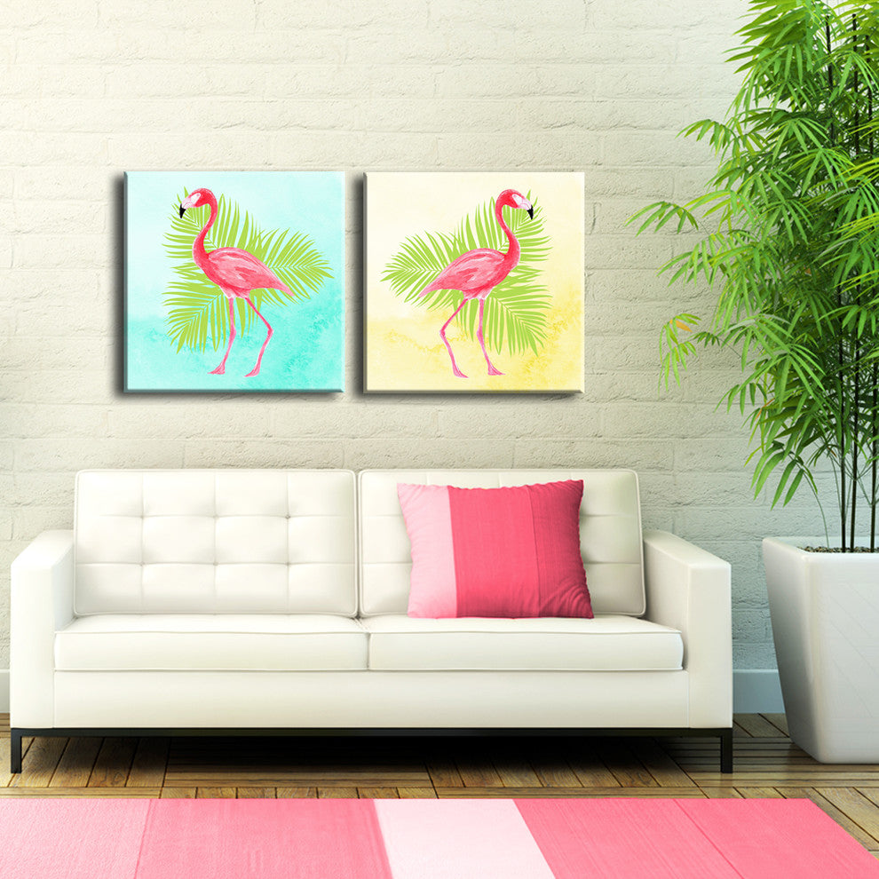 Ready2HangArt 'Flamingo II' 2 Piece Wrapped Art Set 12" 24"