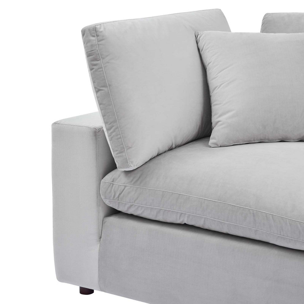 Commix Down Filled Overstuffed Performance Velvet Corner Chair Light Gray