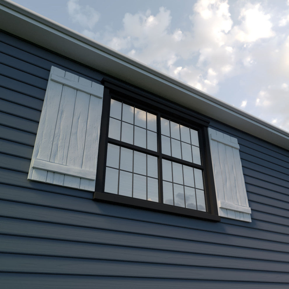 Rustic 4 Board Joined B-N-B Faux Wood Shutters, Riverwood, 22x32"