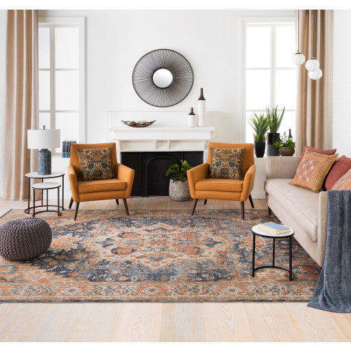 Surya Topkapi TPK-2305 6'9"x9'6" Rug, Burnt Orange/Navy/Aqua/Taupe/Black/Khaki