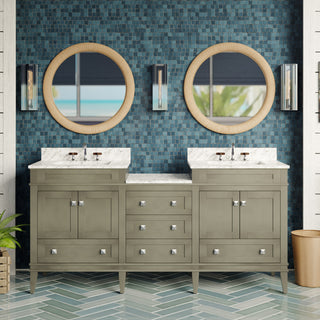 Eleanor 72" Double Bathroom Vanity, Weathered Gray, Carrara Marble