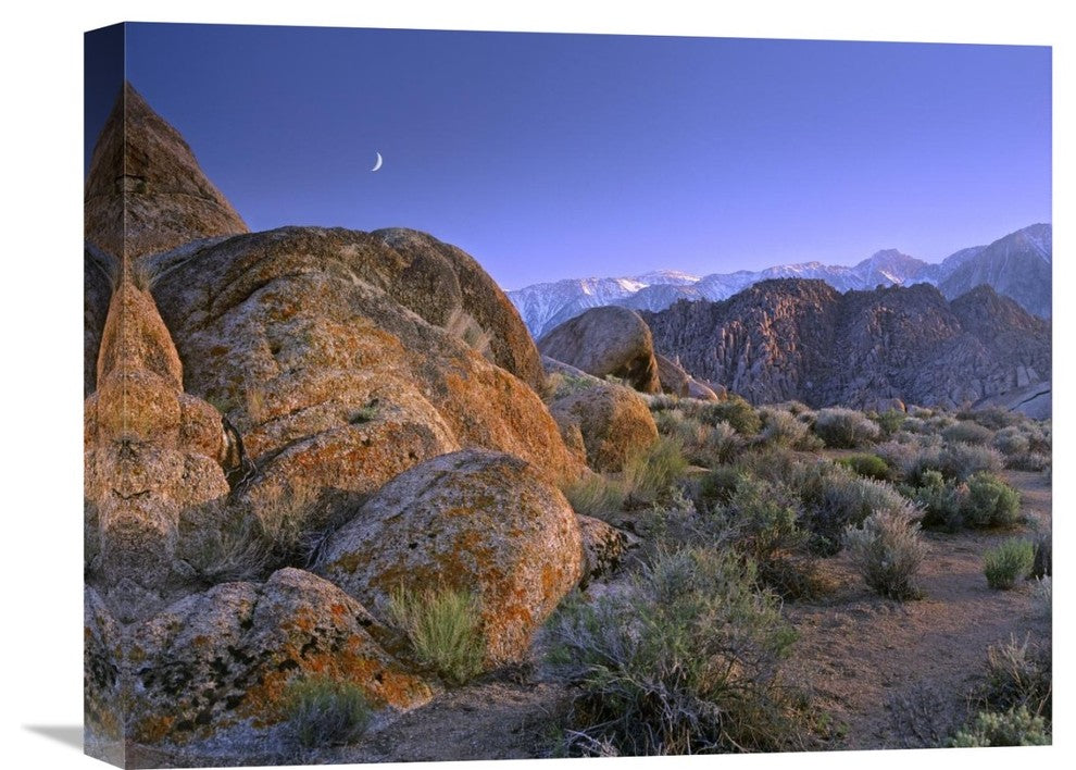 "Crescent Moon Rising Over Sierra Nevada, California" Artwork