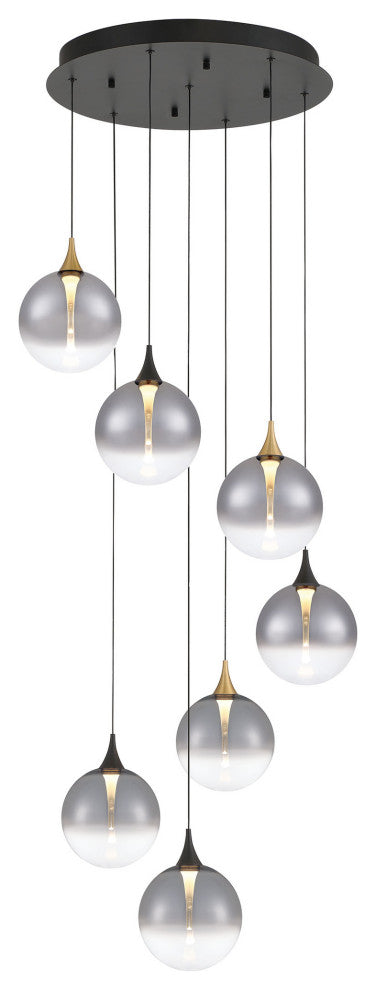 Iissa 7L 21" Gold-Black Smoke Chandelier