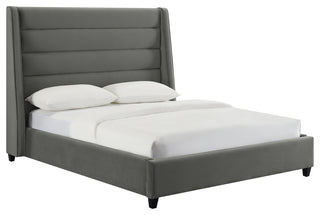 TOV Furniture Koah Grey Velvet Bed in Queen