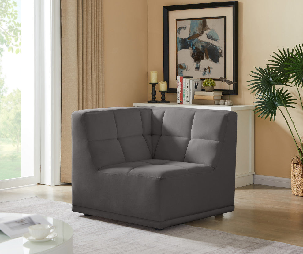 Relax Velvet Upholstered Corner Chair, Grey