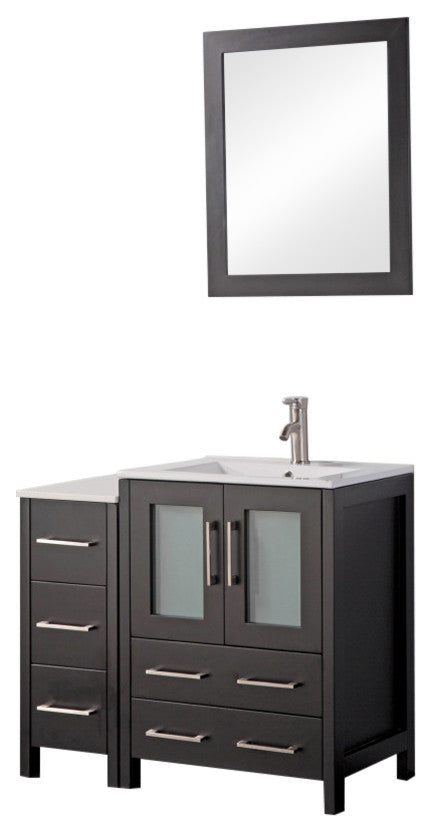 Vanity Art Vanity Set With Ceramic Top, 36", Espresso, Standard Mirror