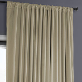 Heritage Plush Velvet Extrawide Curtain Single Panel, Light Beige, 100"w X 96"l
