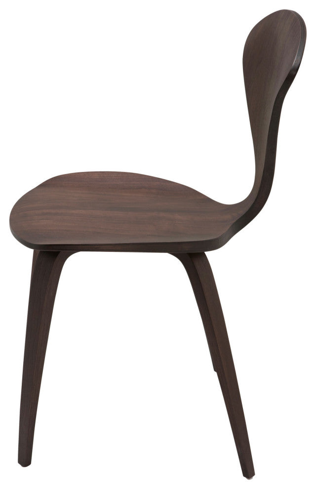 Satine Dining Chair, Molded Plywood Side Chair, Dark Walnut