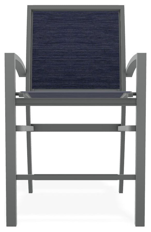 Kendall Sling Balcony Height Stackable Outdoor Stool, Collect Indigo/Graphite