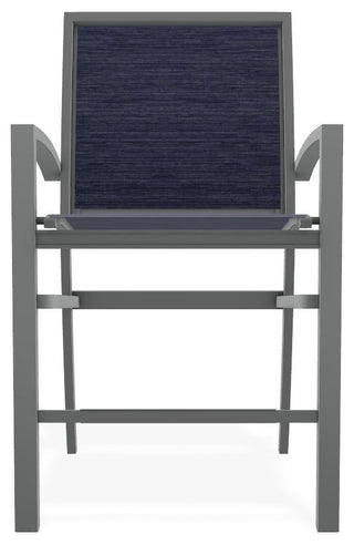 Kendall Sling Balcony Height Stackable Outdoor Stool, Collect Indigo/Graphite