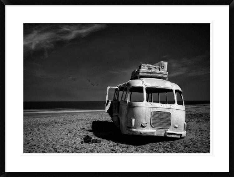 "Beached Bus" Framed Digital Print by Yvette Depaepe, 38"x29"