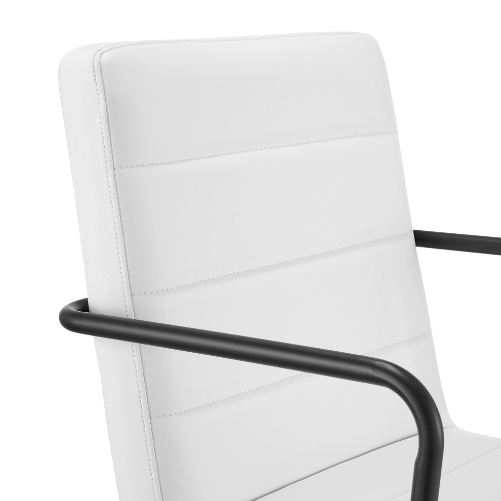 Leander Low Back Office Chair, White With Matte Black Armrests/Base