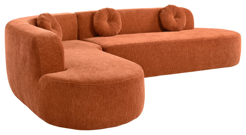 GDF Studio 122" Extra Large Curved Fabric Sectional Sofa, Orange