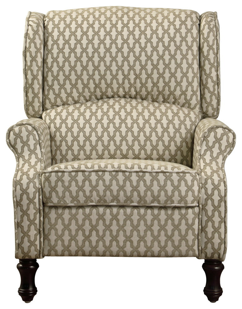Evonna Puch Back Wingback Recliner, Beige, White