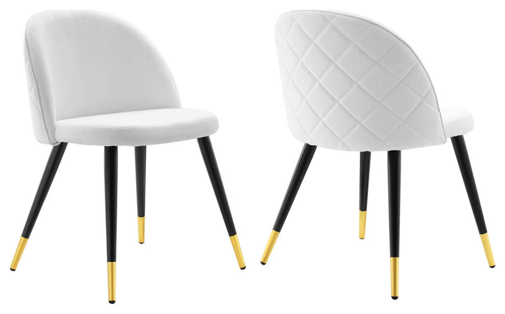 Cordial Upholstered Fabric Dining Chairs Set of 2, White