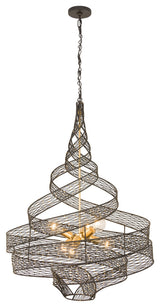 Varaluz-240P06MBFG-Six Light Pendant Matte Black/French Gold