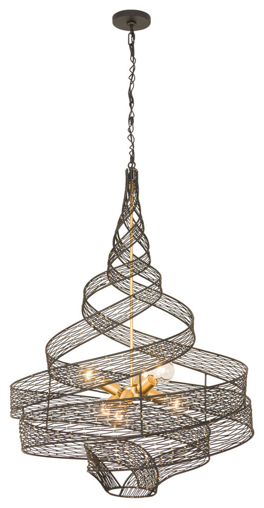 Varaluz-240P06MBFG-Six Light Pendant Matte Black/French Gold