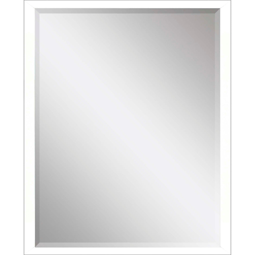 Framed Beveled Mirror, White, 38"x50"